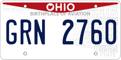 OH license plate GRN2760