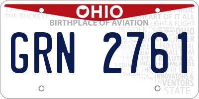 OH license plate GRN2761