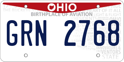 OH license plate GRN2768