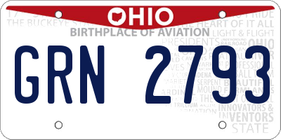 OH license plate GRN2793