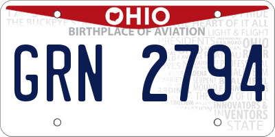 OH license plate GRN2794