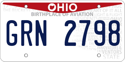 OH license plate GRN2798