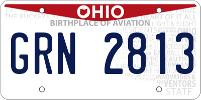 OH license plate GRN2813