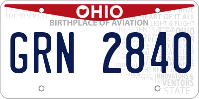 OH license plate GRN2840