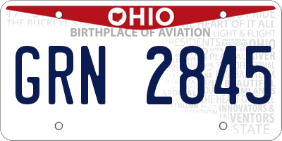 OH license plate GRN2845