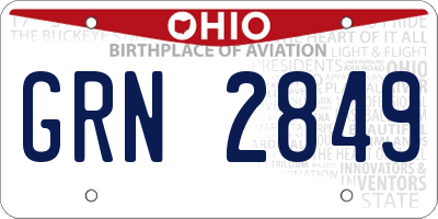 OH license plate GRN2849
