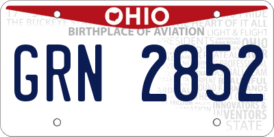 OH license plate GRN2852