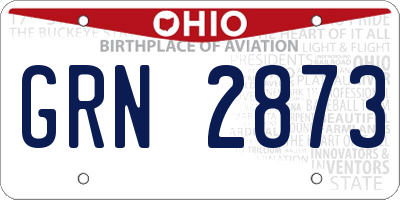 OH license plate GRN2873