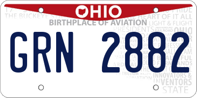 OH license plate GRN2882