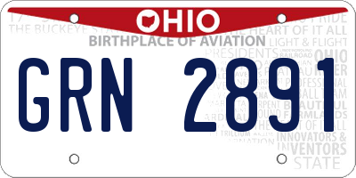 OH license plate GRN2891