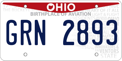 OH license plate GRN2893