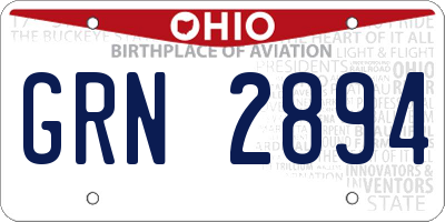 OH license plate GRN2894