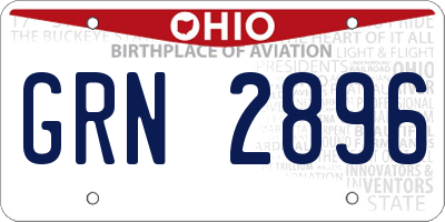 OH license plate GRN2896
