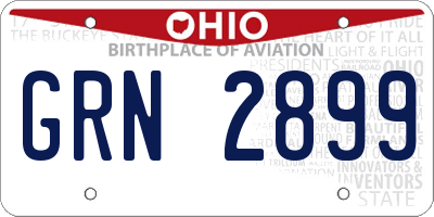OH license plate GRN2899