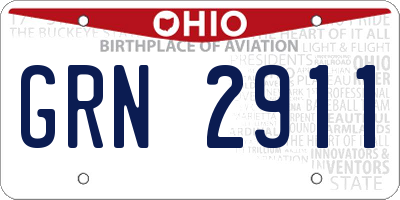 OH license plate GRN2911