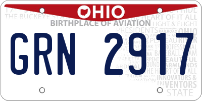 OH license plate GRN2917