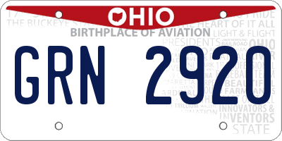 OH license plate GRN2920
