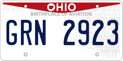 OH license plate GRN2923