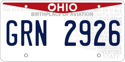 OH license plate GRN2926