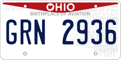 OH license plate GRN2936