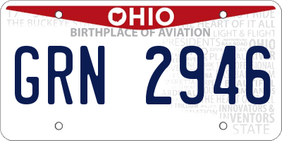 OH license plate GRN2946