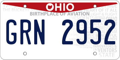 OH license plate GRN2952