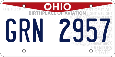 OH license plate GRN2957
