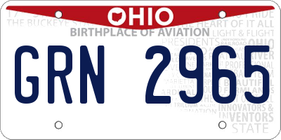 OH license plate GRN2965