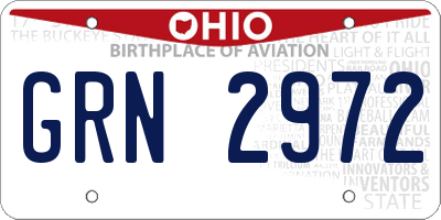 OH license plate GRN2972