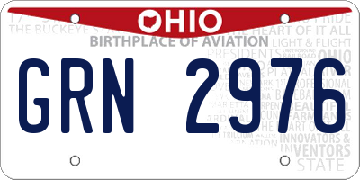 OH license plate GRN2976