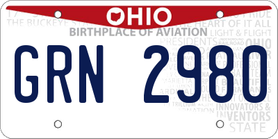 OH license plate GRN2980