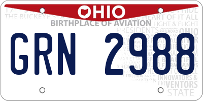 OH license plate GRN2988