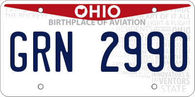 OH license plate GRN2990