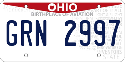 OH license plate GRN2997