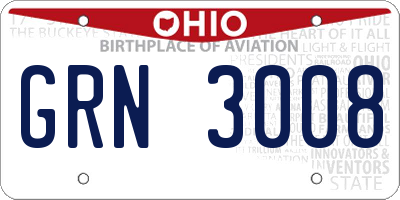 OH license plate GRN3008