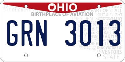 OH license plate GRN3013