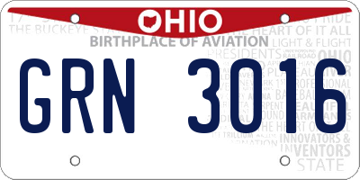 OH license plate GRN3016