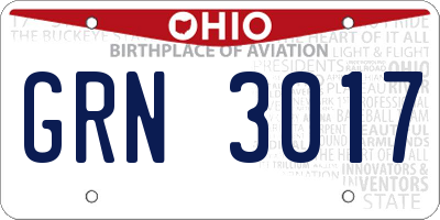 OH license plate GRN3017