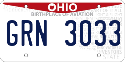OH license plate GRN3033