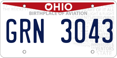 OH license plate GRN3043