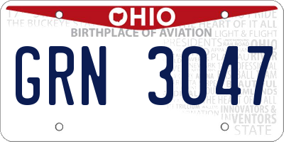 OH license plate GRN3047