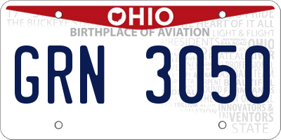 OH license plate GRN3050
