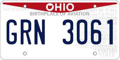 OH license plate GRN3061