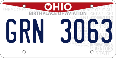 OH license plate GRN3063