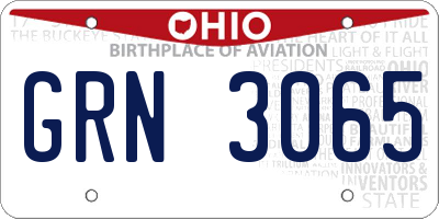 OH license plate GRN3065