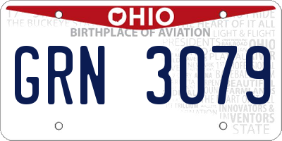 OH license plate GRN3079