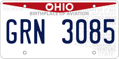 OH license plate GRN3085