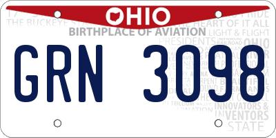 OH license plate GRN3098