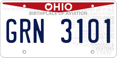 OH license plate GRN3101