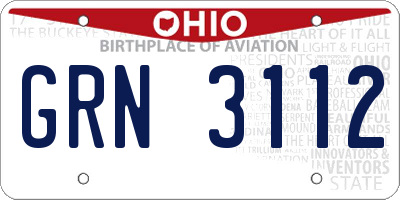OH license plate GRN3112